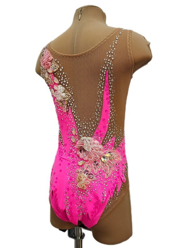 картинка Купальник гимнастический "Pink flowers" рост 100-115см от магазина Грация Спорт