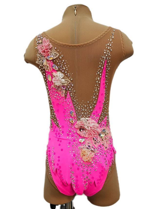 картинка Купальник гимнастический "Pink flowers" рост 100-115см от магазина Грация Спорт