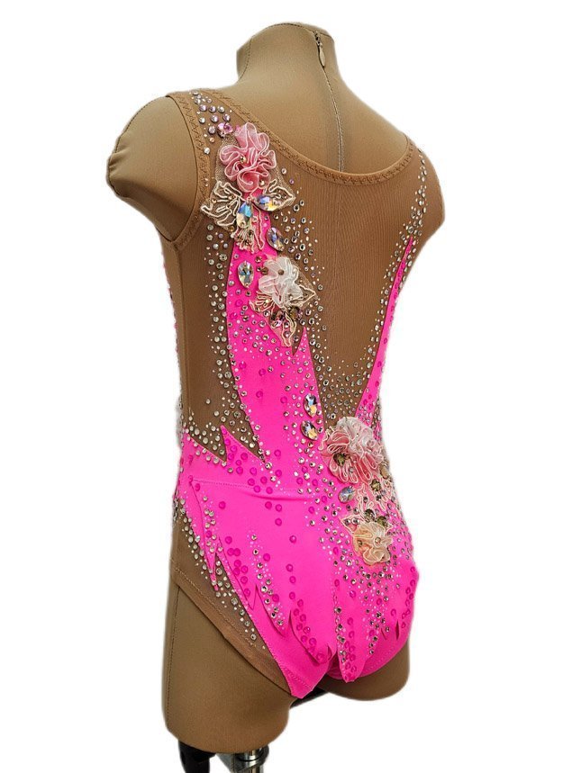 картинка Купальник гимнастический "Pink flowers" рост 100-115см от магазина Грация Спорт