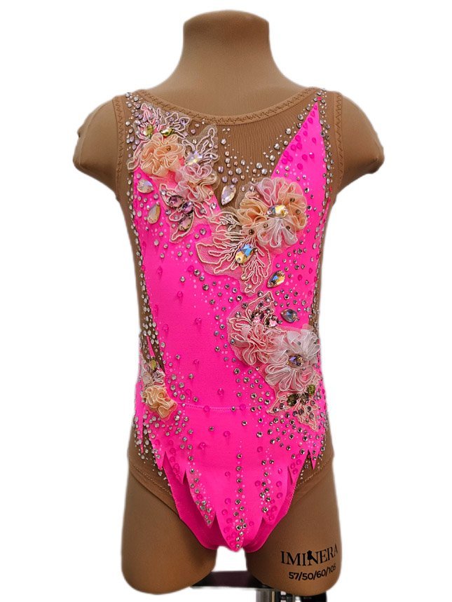 картинка Купальник гимнастический "Pink flowers" рост 100-115см от магазина Грация Спорт