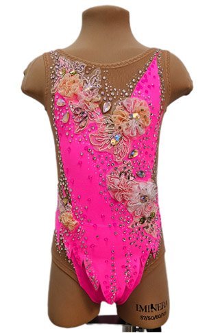 Купальник гимнастический "Pink flowers" рост 100-115см