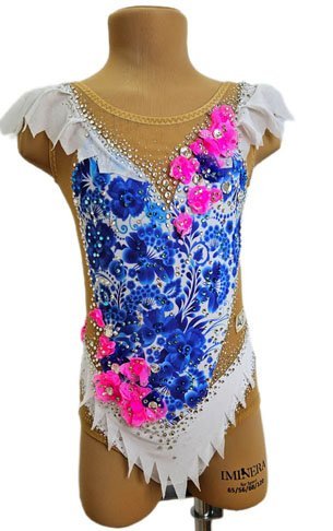 Купальник гимнастический "Гжель" рост 125-135см