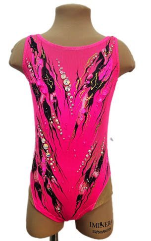 Купальник гимнастический "Pink and Black" рост 110-130см