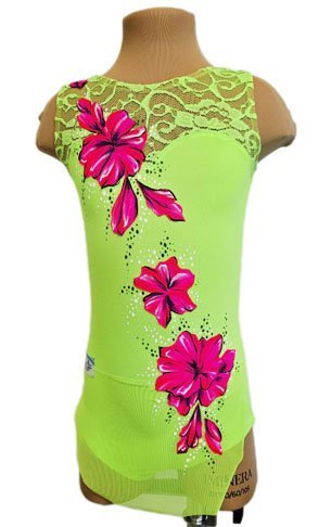 Купальник гимнастический "Маки" рост 110-120см