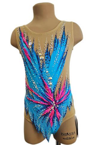 Купальник гимнастический "Blue neon" рост 130-140см